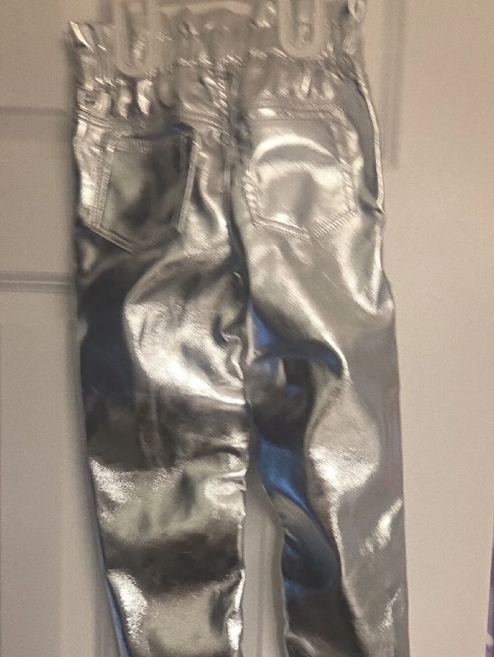 GAP Girls Silver Metallic Paperbag Waist Jeans